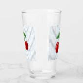 Red Cherries op Blue Stripes Graphic Pattern Glas (Rechts)