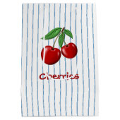Red Cherries op Blue Stripes Graphic Pattern Medium Cadeauzakje (Achterkant)