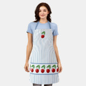 Red Cherries op Blue Stripes Graphic Pattern Schort (Gedragen)