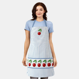 Red Cherries op Blue Stripes Graphic Pattern Schort