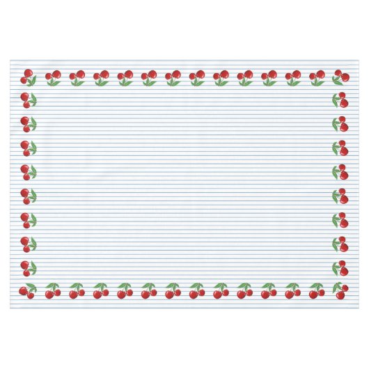 Red Cherries op Blue Stripes Graphic Pattern Tafelkleed (Voorkant (Horizontaal))