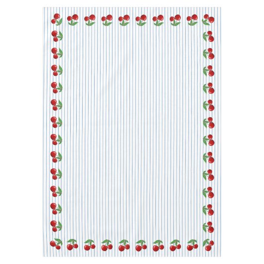 Red Cherries op Blue Stripes Graphic Pattern Tafelkleed (Voorkant)