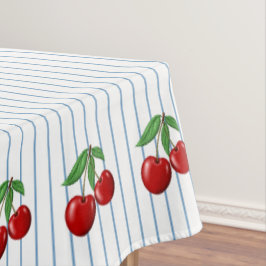 Red Cherries op Blue Stripes Graphic Pattern Tafelkleed