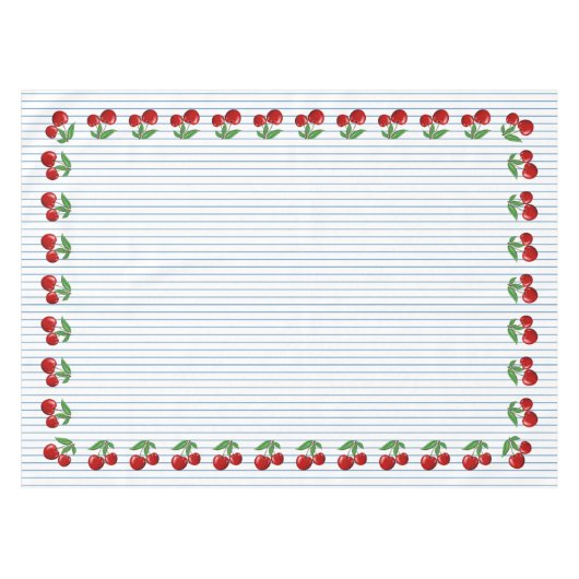Red Cherries op Blue Stripes Graphic Pattern Tafelkleed (Voorkant (Horizontaal))