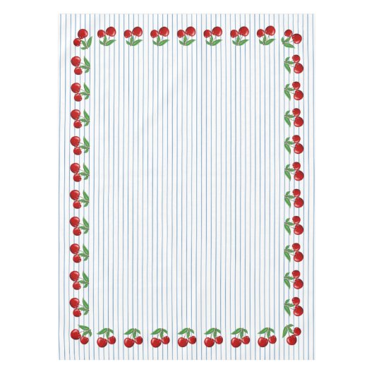 Red Cherries op Blue Stripes Graphic Pattern Tafelkleed (Voorkant)