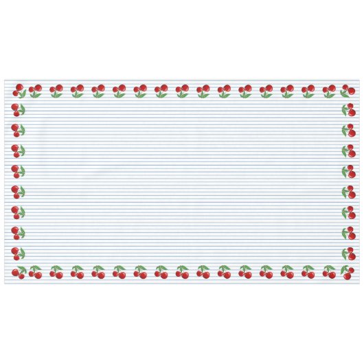 Red Cherries op Blue Stripes Graphic Pattern Tafelkleed (Voorkant (Horizontaal))