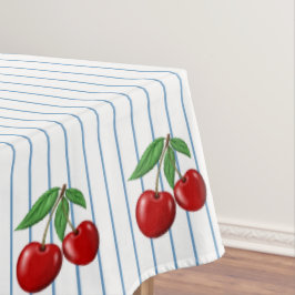 Red Cherries op Blue Stripes Graphic Pattern Tafelkleed