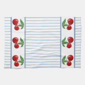 Red Cherries op Blue Stripes Graphic Pattern Theedoek (Horizontaal)