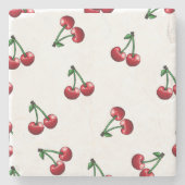 Red Cherries Pattern Design Stenen Onderzetter (Voorkant)