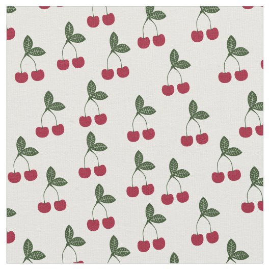 Red Cherries Pattern Fabric Stof (Close Up)