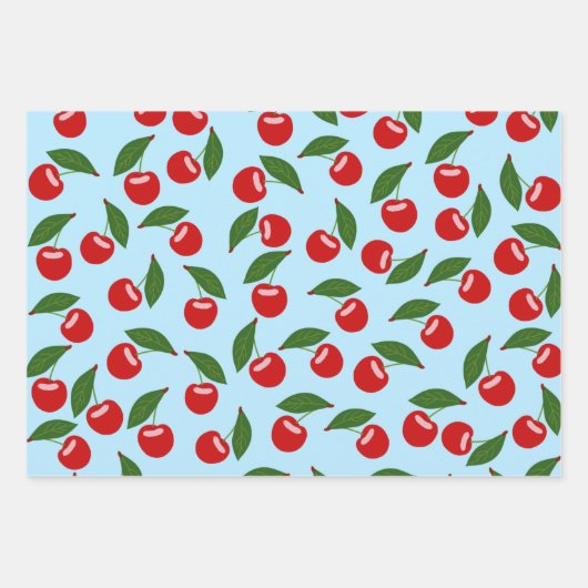 Red Cherries Pattern Inpakpapier Vel (Voorkant 3)