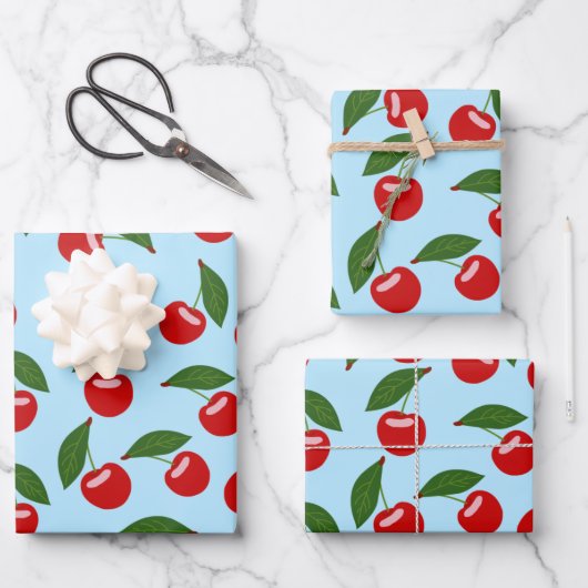 Red Cherries Pattern Inpakpapier Vel (Voorkant)