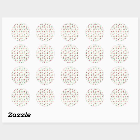Red cherries pattern ronde sticker (Vel)