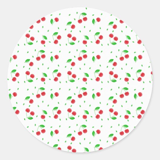 Red cherries pattern ronde sticker (Voorkant)
