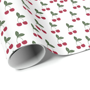 Red Cherries Pattern Wrapping Paper Cadeaupapier