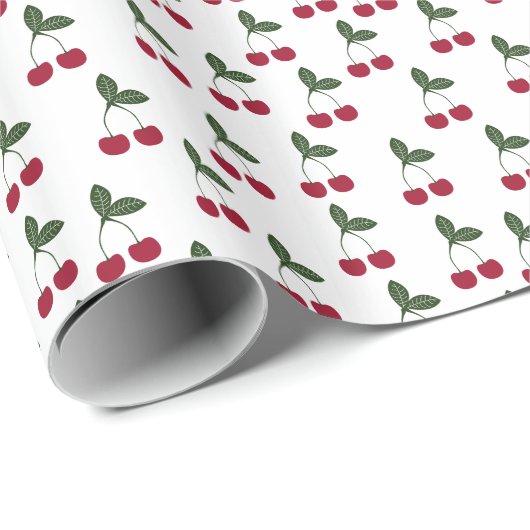 Red Cherries Pattern Wrapping Paper Cadeaupapier (Rol Hoek)