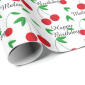 Red Cherries personaliseer de naam Birthday Cadeaupapier (Rol Hoek)