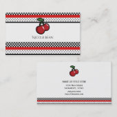 Red Cherries Retro  Fruity, gepersonaliseerd Visitekaartje (Voorkant / Achterkant)