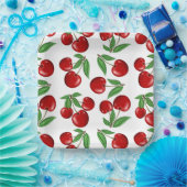 Red Cherries Retro Style Afbeelding Afdrukken Papieren Bordje (Feest)