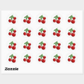 Red Cherries Retro Style Fruit Design Ronde Sticker (Vel)