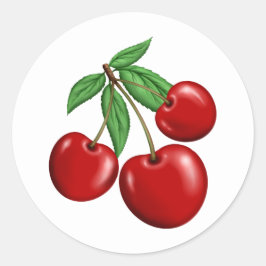 Red Cherries Retro Style Fruit Design Ronde Sticker