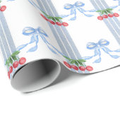 Red Cherries Ribbons Waterverf Cadeaupapier (Rol Hoek)