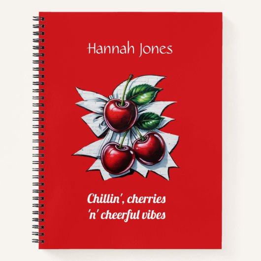 Red Cherries Street Art Gepersonaliseerde Student Notitieboek (Voorkant)