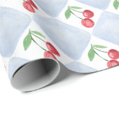 Red Cherries Waterverf Cadeaupapier (Rol Hoek)