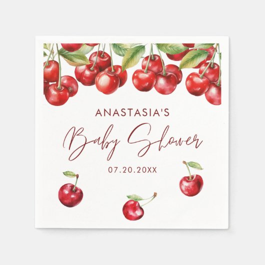 Red Cherry Baby shower Servet (Voorkant)