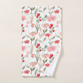 Red Cherry Berry Bloemen Waterverf Patroon Bad Handdoek (Handdoek)