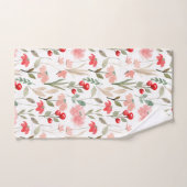 Red Cherry Berry Bloemen Waterverf Patroon Bad Handdoek (Handdoek)