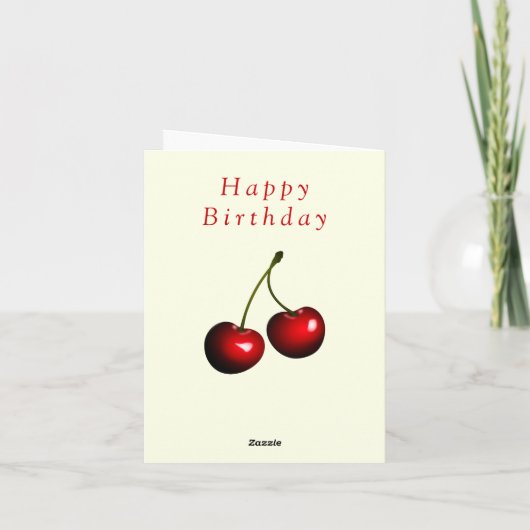 Red Cherry Birthday Kaart (Achterkant)