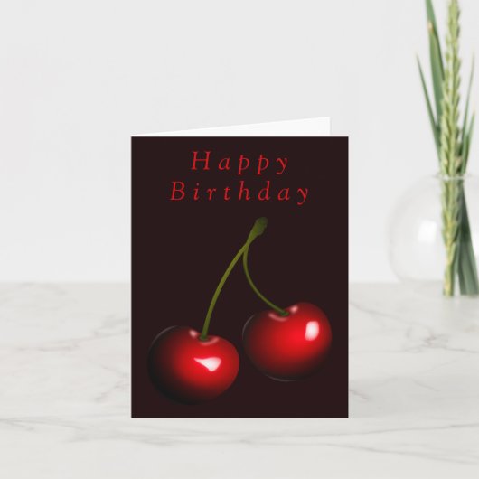 Red Cherry Birthday Kaart (Voorkant)