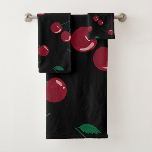 Red Cherry Black Bad Handdoek (Insitu)