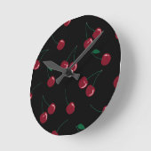 Red Cherry Black Clock Ronde Klok (Hoek)