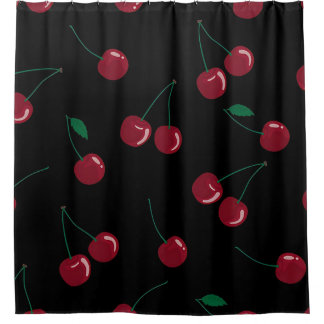 Red Cherry Black Douchegordijn