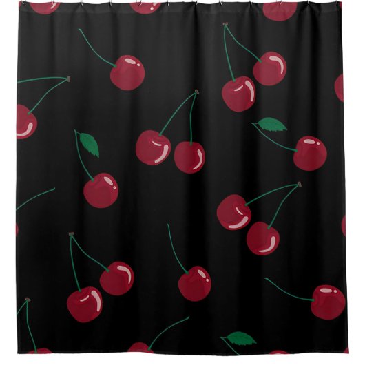 Red Cherry Black Douchegordijn (Voorkant)