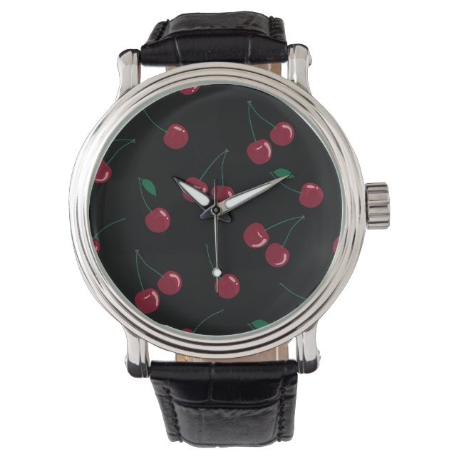 Red Cherry Black EWatch Horloge (Voorkant)