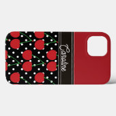 Red Cherry Black Polka Dots  gepersonaliseerd Case-Mate iPhone Case (Achterkant (horizontaal))