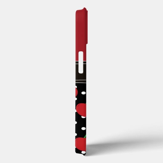 Red Cherry Black Polka Dots  gepersonaliseerd Case-Mate iPhone Case (Achterkant / Rechts)