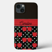 Red Cherry Black Polka Dots  gepersonaliseerd Case-Mate iPhone Case (Achterkant)