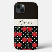 Red Cherry Black Polka Dots  gepersonaliseerd Case-Mate iPhone Case (Achterkant)