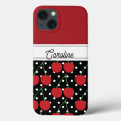 Red Cherry Black Polka Dots  gepersonaliseerd Case-Mate iPhone Case (Achterkant)