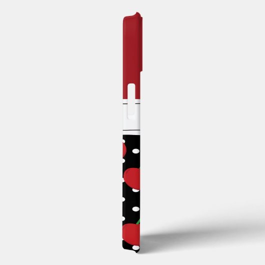 Red Cherry Black Polka Dots  gepersonaliseerd Case-Mate iPhone Case (Achterkant / Rechts)