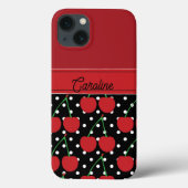 Red Cherry Black Polka Dots  gepersonaliseerd Case-Mate iPhone Case (Achterkant)