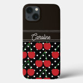 Red Cherry Black Polka Dots  gepersonaliseerd Case-Mate iPhone Case (Achterkant)