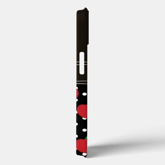 Red Cherry Black Polka Dots  gepersonaliseerd Case-Mate iPhone Case (Achterkant / Rechts)