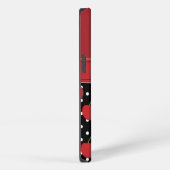 Red Cherry Black Polka Dots gepersonaliseerd iPhone Hoesje (Rechterkant)