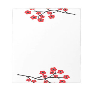 Red Cherry Blossom Blocnote