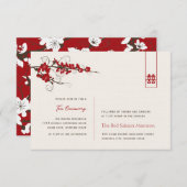 Red Cherry Blossom Chic Asian Wedding Reception Kaart (Voorkant / Achterkant)